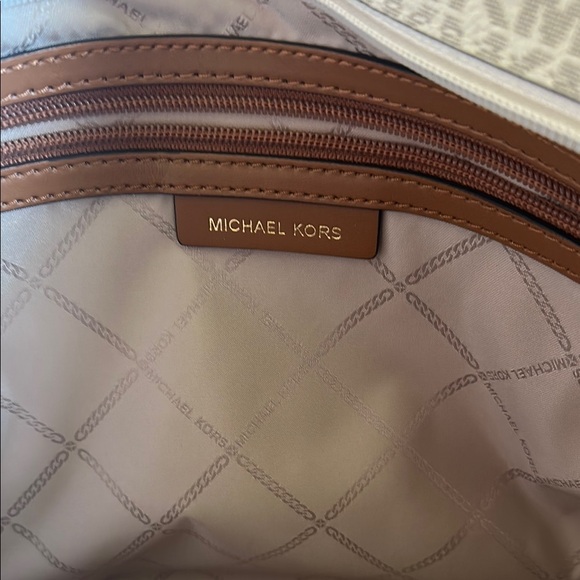 Michael Kors Cream and Brown Structured Tote - Picture 3 of 8
